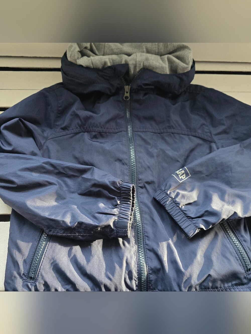 GAP Kids Navy Hooded Wind Breaker Jacket with Grey Lining